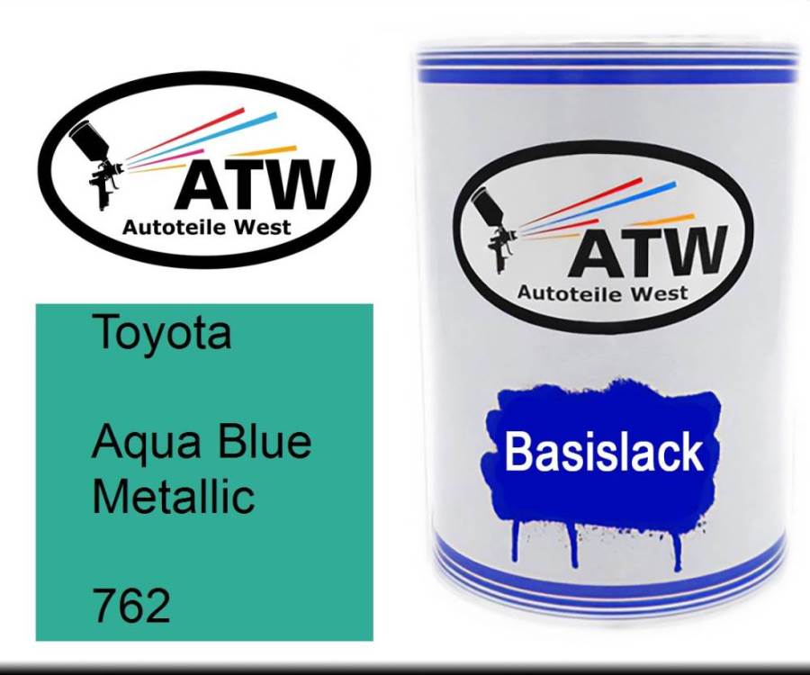 Toyota, Aqua Blue Metallic, 762: 500ml Lackdose, von ATW Autoteile West.